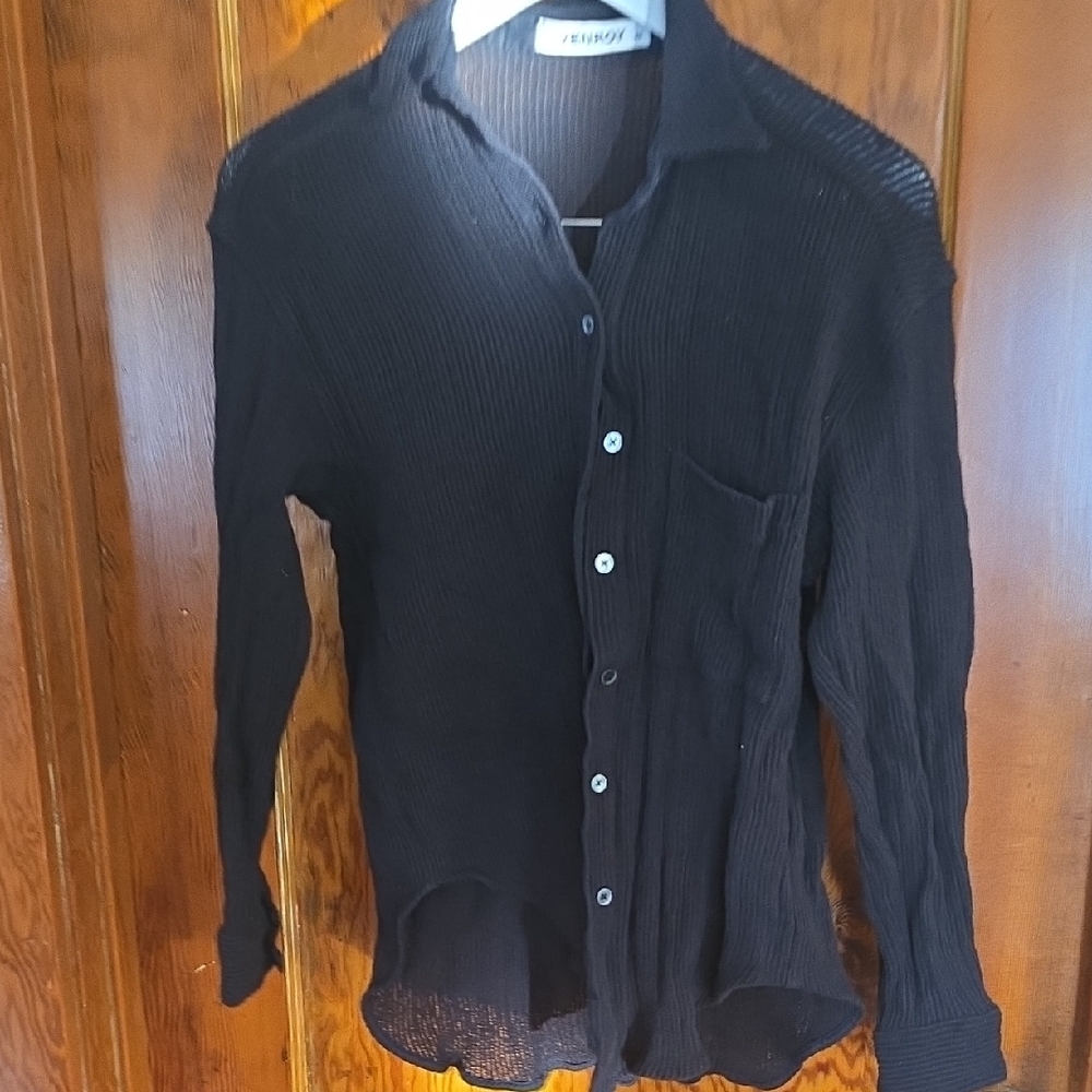Venroy Black Lightweight Button-Up Shirt